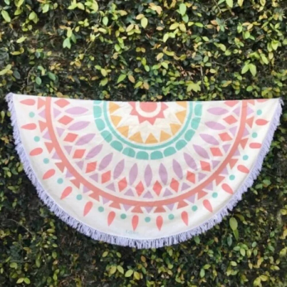 GYPSY 05 Boho Roundie Fringed Picnic Beach Towel (65” Diameter) SO‎ CUTE! - Picture 2 of 7
